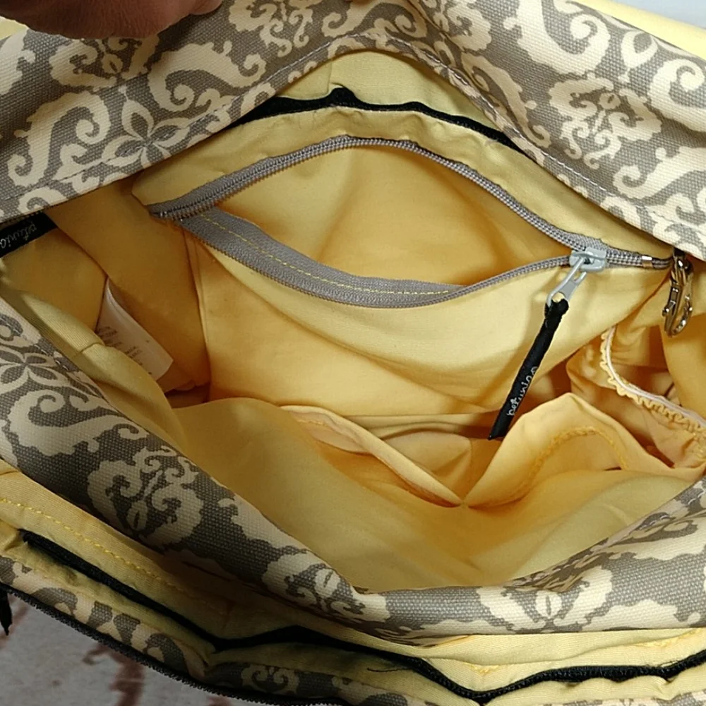 Petunia Pickle Bottom Beige and Yellow Baby Bag